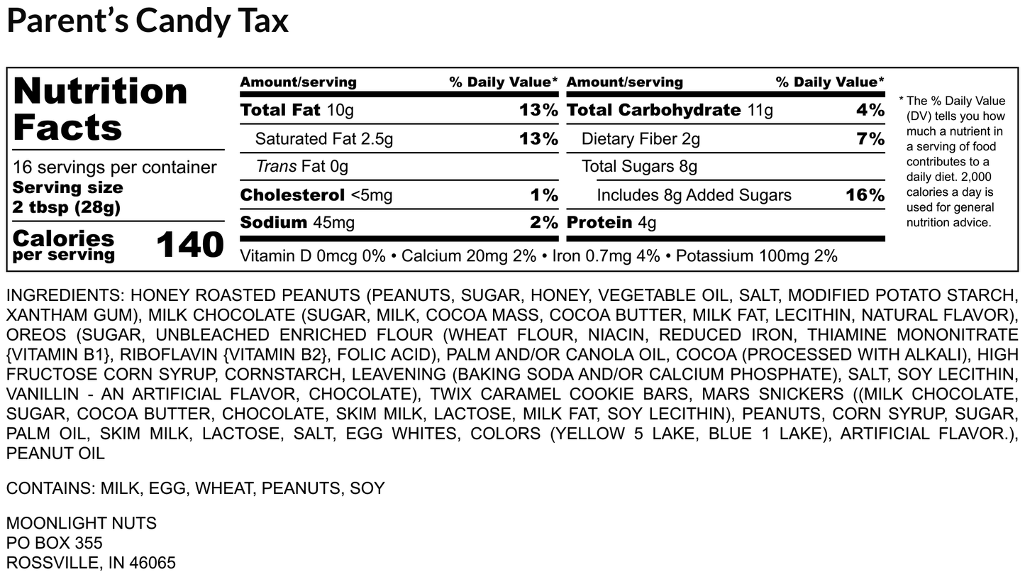 Parent’s Candy Tax- Flavored Peanut Butter