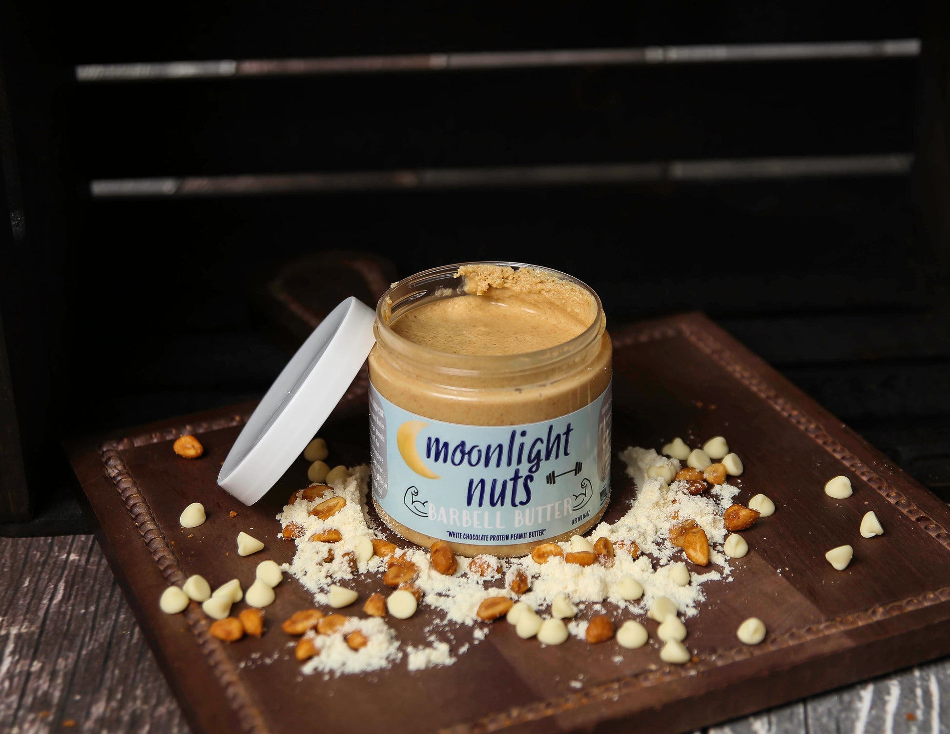 White chocolate protein peanut butter made with honey roasted peanuts