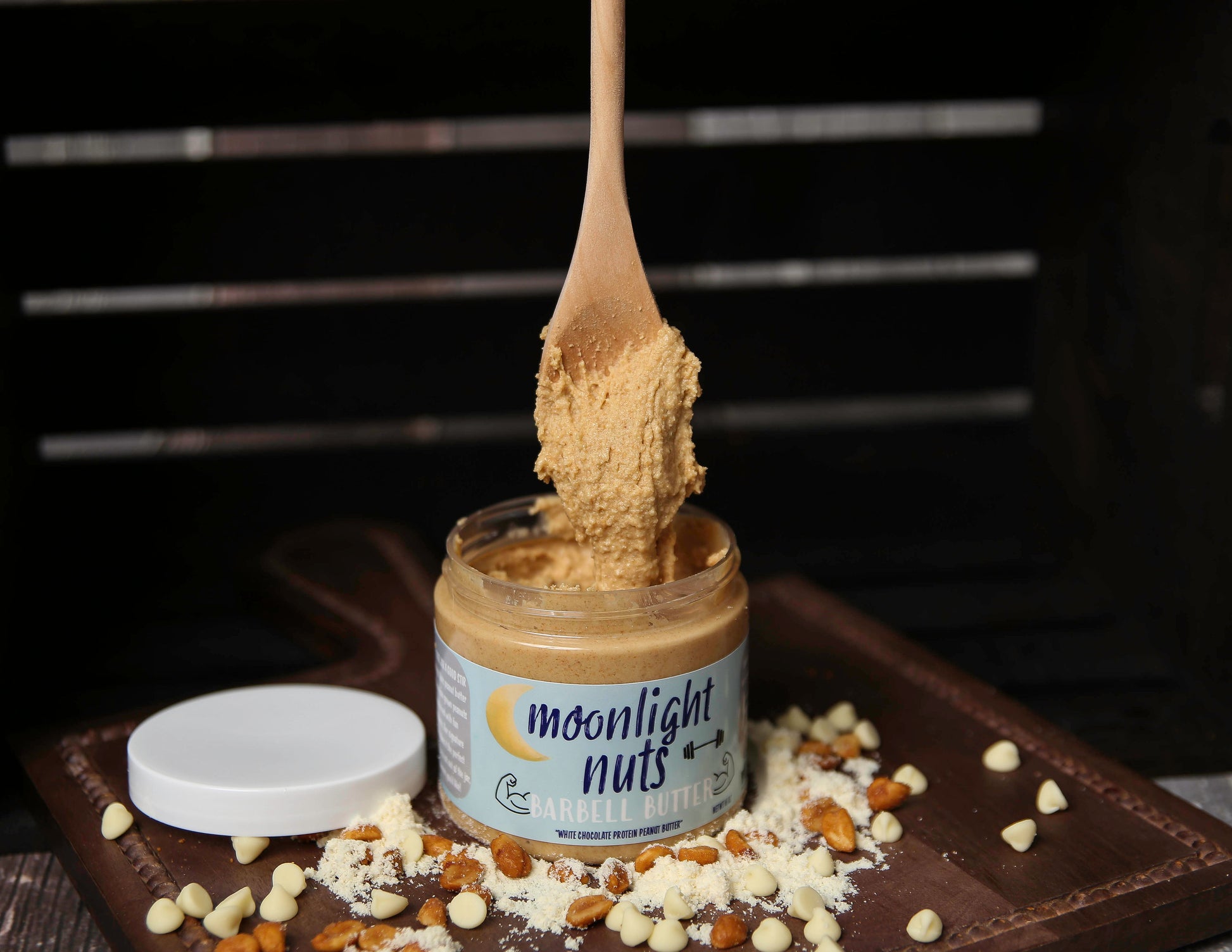 High-protein peanut butter spread with vanilla whey protein