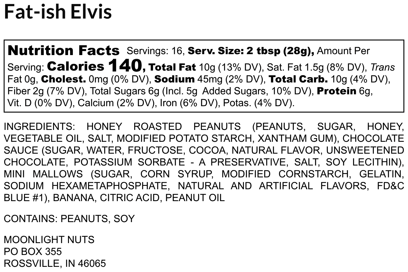 Fat-ish Elvis- Honey Roasted Peanut Butter with Chocolate, Bananas, & Marshmallows