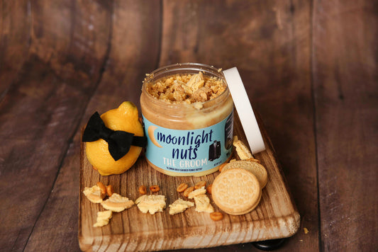 Jar of Bryce’s Lemon Oreo peanut butter with cookie crumbles
