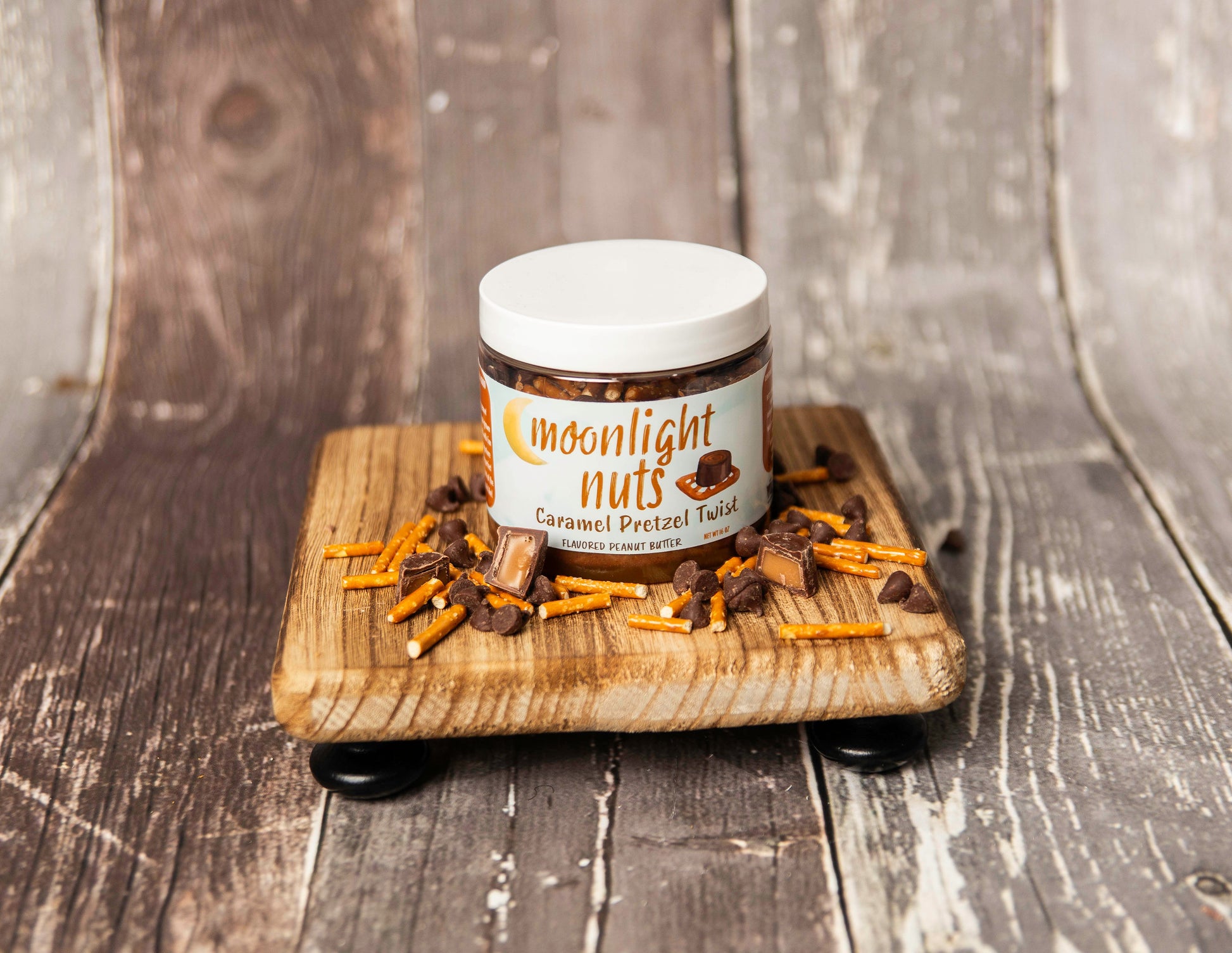 Moonlight nuts caramel pretzel twist peanut butter jar