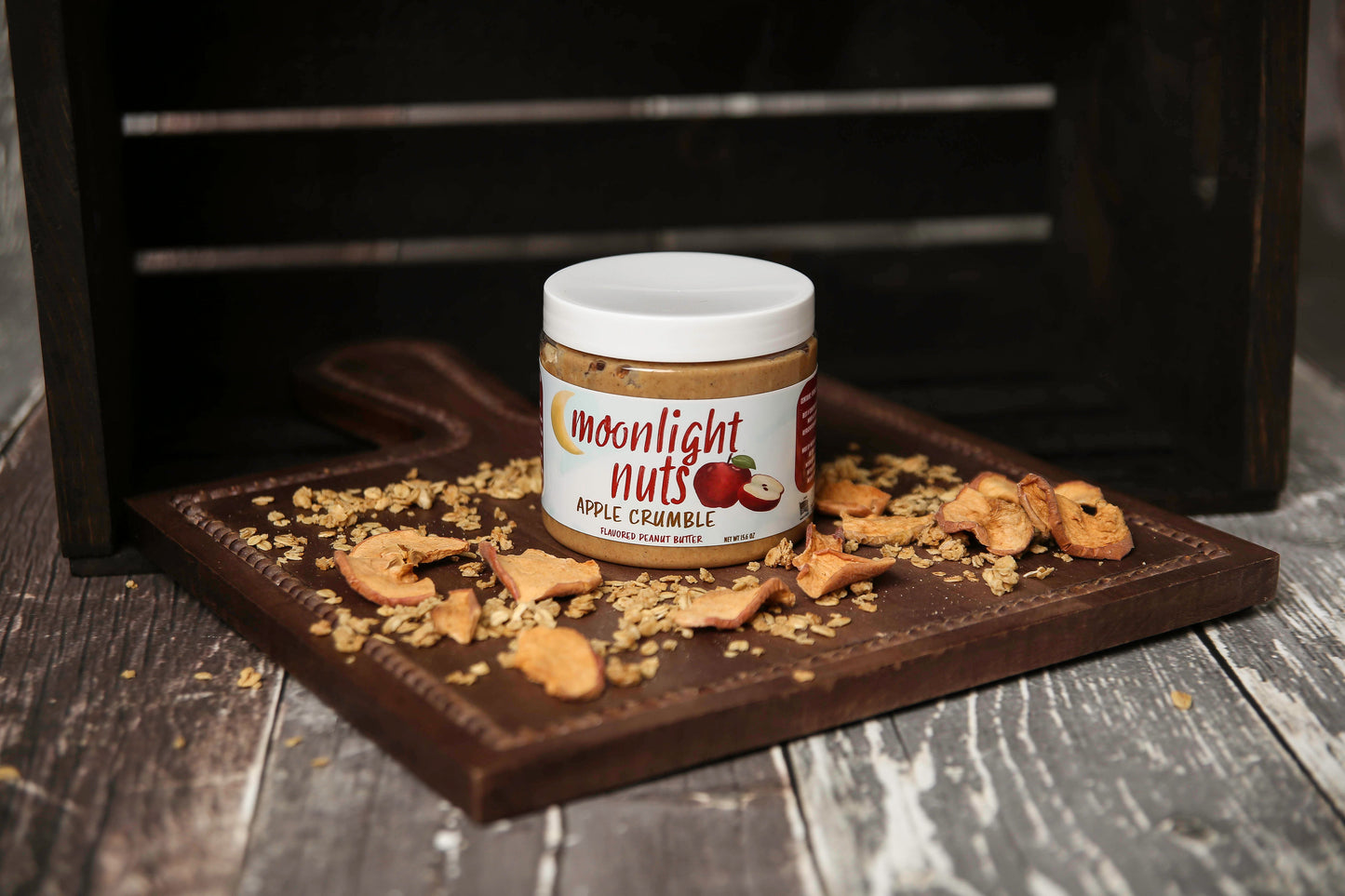 Cinnamon spiced white chocolate peanut butter with apples